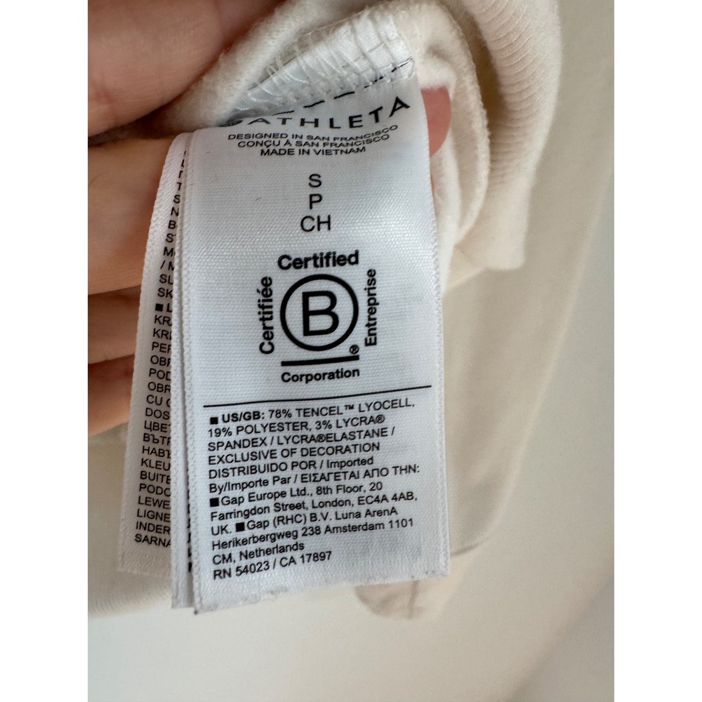 Athleta Coaster Luxe V-Neck Wrap Sweatshirt Cream White Thumbhole Small S - Picture 7 of 16